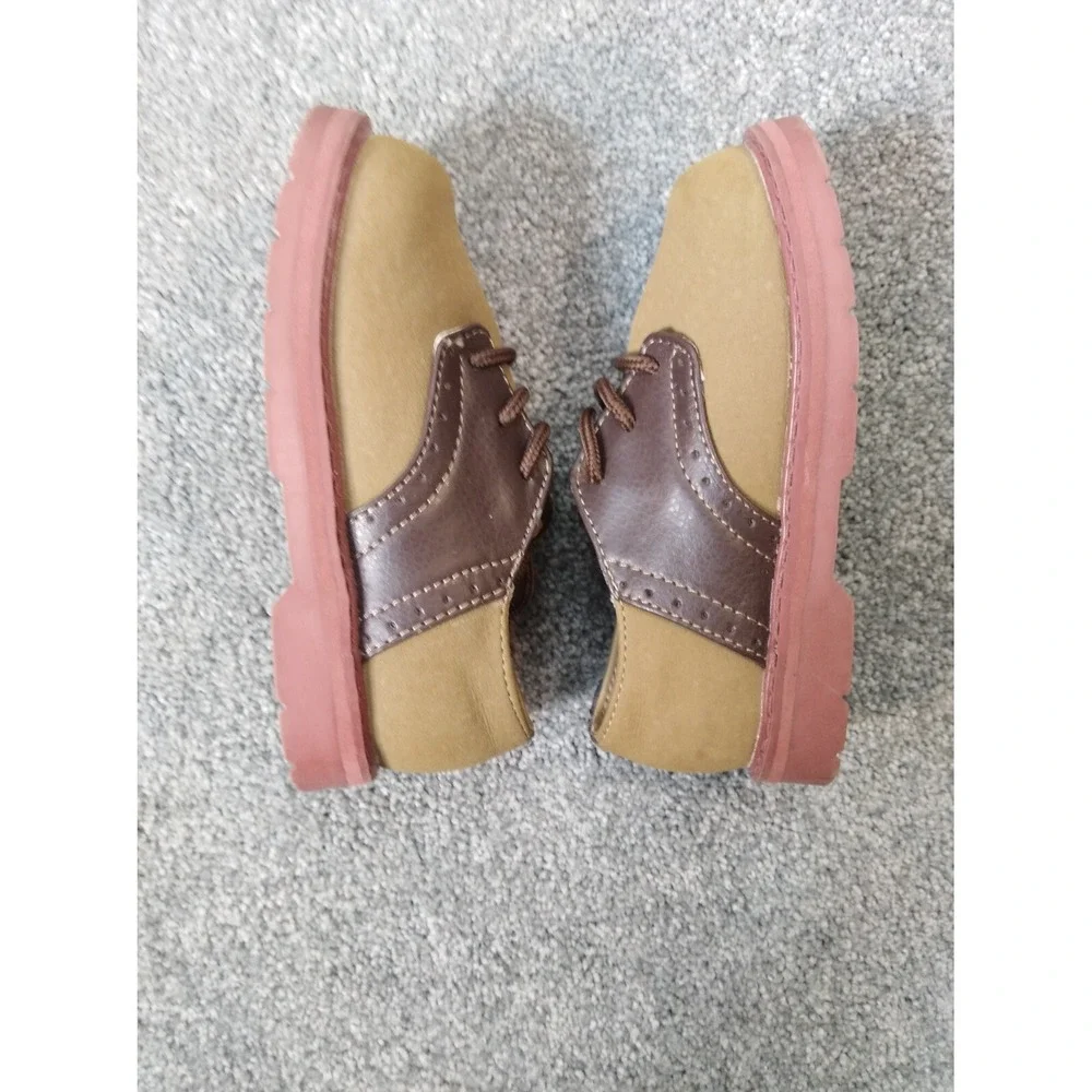Trimfoot Baby Shoes Size 7 Brown Suede Man-Made Upper Infant Soft Walking